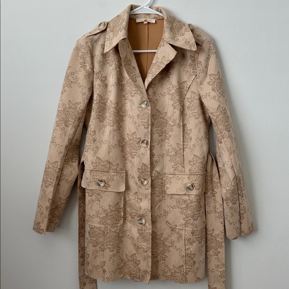 Soltaire Faux Suede Floral Boho Trench Style Coat Size: S - Picture 4 of 8